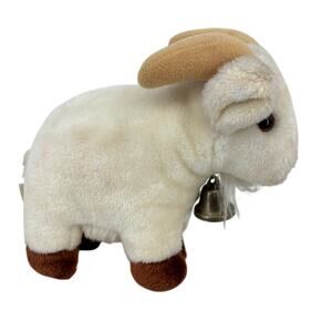 Gund Ram Plush Cream Brown with Neck Bell Billy Goat Stuffed Animal Toy 1982 VTG